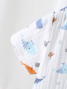 2pcs Dozemod Kids Baby Boy Cute Bear Pattern Lapel Cardigan Short Sleeve Pants Casual Loose Pajamas Set