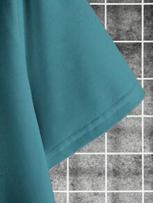 Manfinity LEGND 男士休闲印花圆领落肩T恤 - 藍色 - 查看 3