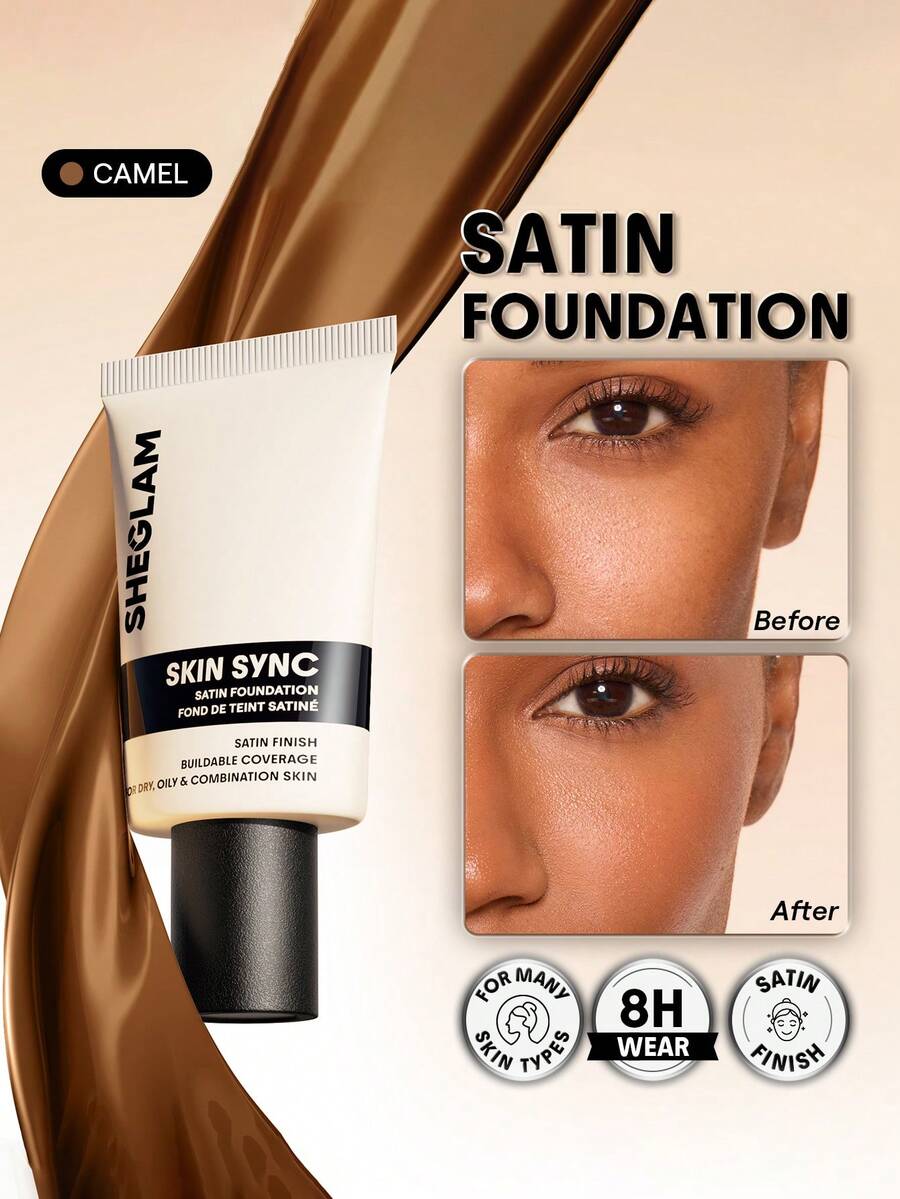 SHEGLAM Skin Sync Satin 粉底液-Camel 品牌 美容 化妝 化妝品 適合女性與女孩 完美搭配夏季春季 Y2K 時尚 流行 生日 母親節禮物 假期 派對準備就緒 最佳顏色 - 駝色 - 查看 1