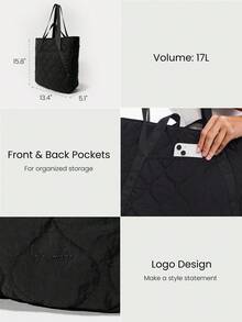 GLOWMODE 17升防水绗缝可扩展多口袋双手柄手提包日常休闲运动旅行 - 黑色 - 查看 5