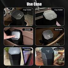 Car Trash Can With Lid, Car Garbage Bin Organizer Holder With Trash Bag Roll, Portable Hanging Mini Leak-Proof Car Storage Bag For Car, SUV, Office - Black - View 6