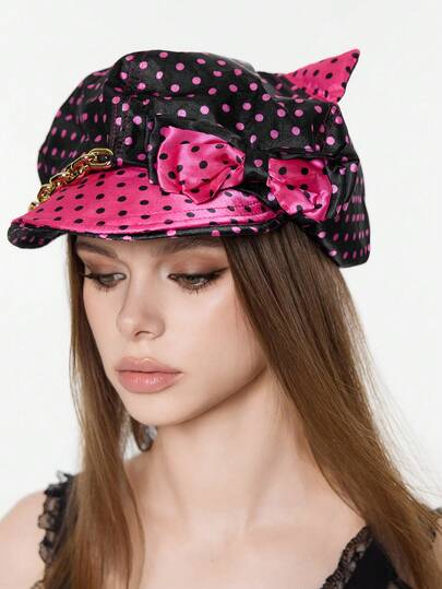 Grunge Punk 1 pezzo Berretto alla francese stile punk con rivetti circolari cavi, Cappellino da giornalaio rotondo stile Y2K, articolo di moda personalizzato per uso quotidiano