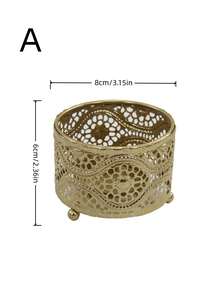 Cirelle Ornate Metal Candle Holder - Openwork Design Candle Cup, Rustic Romantic Decoration For Dining Table & Fireplace - Multicolor - View 5