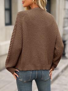 EMERY ROSE Áo khoác cardigan nữ màu trơn, kiểu dáng thường ngày, đa năng cho mùa thu/đông. - màu nâu - Xem 2