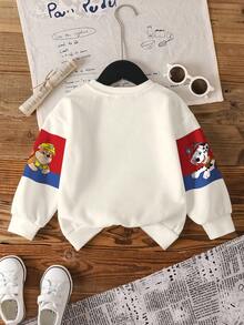 SHEIN | PAW Patrol 男童休闲撞色狗狗印花圆领卫衣，秋季 - 白色 - 查看 2