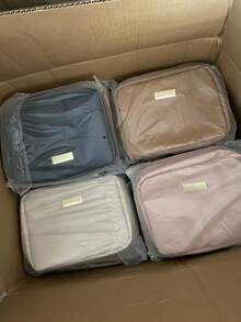 SHEIN 优雅的旅行化妆品收纳包 - 宽敞的 PU 皮革包，配有可拆卸的刷子架、透明隔层和安全拉链 - 風格 - 查看 2