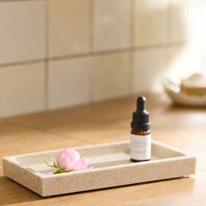 Cirelle Marble Pattern Resin Bathroom Tray - Hotel Vanity Organizer, Bathroom Storage Tray For Toiletries & Decor