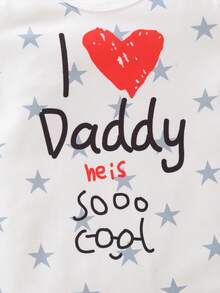 2件套新生儿长袖连脚连体睡衣套装，针织面料，可爱款式，饰有星星、条纹、数码印花和字母图案 - 彩色 - 查看 3