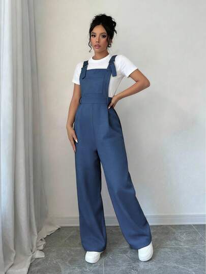 Elenzga Mono elegante de mujer con ganchos de metal azul, uso casual diario, adecuado para primavera, verano, otoño, invierno, fiestas, Año Nuevo, Acción de Gracias, Navidad, Día de San Valentín, Halloween