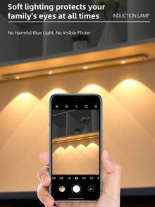 1pc Smart Led Motion Sensor Light, Ultra-Thin Cat-Eye Hill Light Strip, Rechargeable Self-Adhesive Wardrobe, Wine Cabinet, Kitchen Cabinet Light Strip - Multicolor - View 9