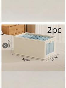 1/2PCS Foldable Clothing Storage Box, Wardrobe Fabric View Window Cotton-Linen Clothing/Jeans Storage Box, Living Room Toy/Clutter Organizer Box. - White - View 6
