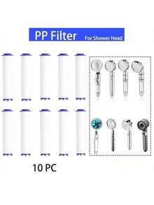 10 Pcs Universal Shower Head Filter PP Foam Filter Core Replacement Hard Water Filter Absorb Dirt Impurities Propeller Driven Bathroom Water Purifier Cartridge
