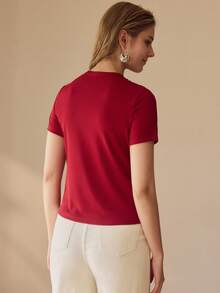 MOTF PREMIUM WOMEN'S FRONT TIE SHORT SLEEVE BLOUSE