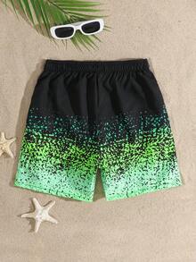 Bañador informal con cintura con cordón y estampado degradado para niño preadolescente - Negro - Ver 2