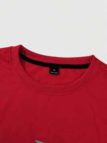 PAVTROS 男士街头风，宽松短袖圆领T恤，奢华闪耀钻石设计，简约数字23图案，充满现代科技感和奢华街头潮流气息，适合休闲场合、派对、户外运动、日常搭配、节日礼物，男女皆宜。 - 紅色 - 查看 5