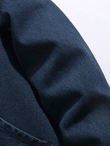 Manfinity Homme 男士时尚拉链口袋连帽牛仔夹克 - 深色水洗藍 - 查看 5