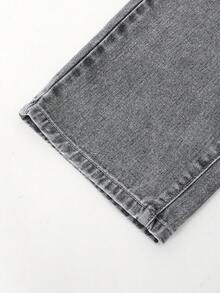 SHEIN Casuvi Kids Teen Boy Distressed Elegant Full Print Zebra School Spirit Denim Jeans - Light Grey - View 5