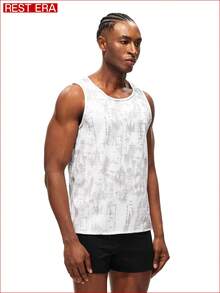 Rest Era Men's Casual Tie-Dye Printed Base Layer Top, Summer