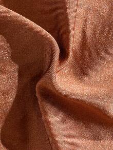 Swim Vcay Women's Casual Vacation Rust Brown Textured Fabric Bikini Two Pieces Swimsuit - Rust Brown - View 5