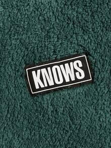 EASEVO Plus Size Men's Casual Letter Graphic Hoodie, Autumn/Winter - Green - View 3