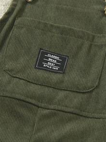 Genkimix Kids Young BoyNew Textured Fabric Bib Overalls, Suitable For School, Outings, Play, And Vacation