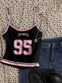 Attitoon Bộ 3 áo hai dây croptop nữ cỡ lớn in chữ và số theo phong cách thể thao cổ điển, kiểu dáng thường ngày đa năng, phù hợp cho mùa hè, mùa xuân, đi biển, xem bóng đá, các sự kiện thể thao, đồng phục cổ vũ. - Nhiều màu - Xem 3