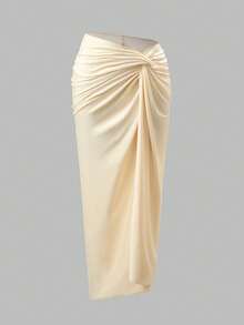 Swim SXY 女士度假沙滩比基尼泳衣罩衫及半身裙套装 - 米色 - 查看 5