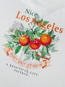 PAVTROS Áo thun nam tay ngắn in họa tiết, dáng rộng, cổ tròn, vai rớt, kiểu dáng thường ngày; Áo thun nam crop top họa tiết mùa hè, áo thun phong cách đường phố Los Angeles; Áo thun nam oversized in họa tiết; Áo sơ mi nam đẹp. - trắng - Xem 6