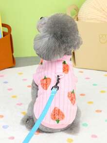 PETSIN 秋冬季宠物绒面背心连帽衫 – 柔软保暖毛衣，带防滑扣，适合犬、猫及小型动物，室内外均可穿着 - 粉色 - 查看 2