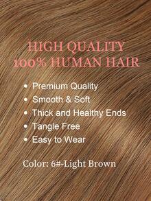7PCS With 20 Clips Straight Clip In Hair Extensions 100% Real Human Hair Color 6# Light Brown 14-22 Inch 115G Double Weft Invisible Clip Hair Extensions Remy Natural Human Hair For Women Girls Daily Use Halloween Costumes Winter Christmas Halloween Costumes Autumn Outfits Women Fall Outfits - S6 - View 2