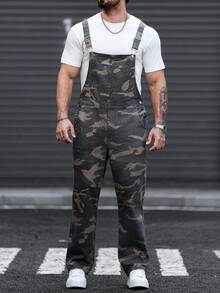Manfinity LEGND Unisex American Camouflage Denim Bib Overalls - Multicolor - View 7