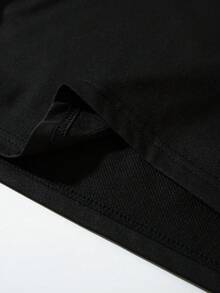 PAVTROS 男士字母印花撞色短袖休闲Polo衫 - 黑與白 - 查看 5