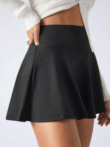 SHEIN EZwear Váy suông cạp rộng màu đen trơn thường ngày - màu đen - Xem 4