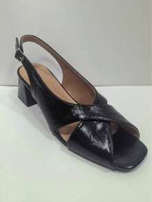 Rosivie Fashionable Versatile Commuting Criss-Cross High Heel Sandals - Black - View 10