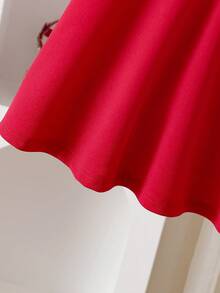 Young Girls Red Sweet Spaghetti Strap Dress With Bow Shoulder Strap, Pearl Decor A-Line Cute Elegant Princess Style, Summer Girls Formal Dress Kids Red Dress Toddler Girls Special Occasion Dress Red Party Dress Toddler Girl Dress Birthday Girl Young Girls Dresses Red Dress For Girls Pearl Waist Dress Kids Party Dress Cocktail Dress For Kids - Red - View 7
