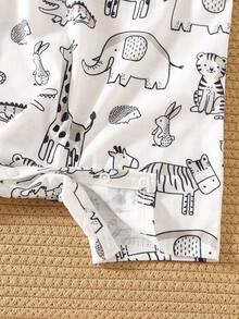 3pcs Newborn Baby Boy Cute Cartoon Striped Sleeveless Knit Romper Set, Summer - Mint Green - View 6