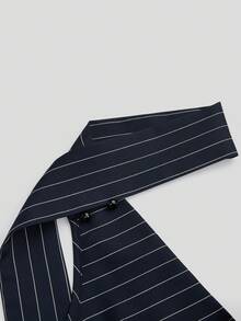 Sweetra Plus Size Women's Retro Romantic Vacation Y2K Style Draped Neck Asymmetric Striped Spaghetti Strap Tie Versatile Commuter Fashionable Camisole, Spaghetti Strap Camisole, Regular Camisole, Sleeveless Top, Suitable For Daily Outings, Vacation, Back To School Season, College Style, Spring, Summer Clothing