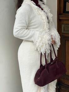 NegzBox Autumn/Winter Fashion Long Sleeve Cardigan With Tassel Belt - Apricot - View 3