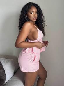 Alexandranx Summer Vacation Outfits Beach Two Pieces Set Women Island Vacation Outfits  Two Piece Set - Pink - View 6