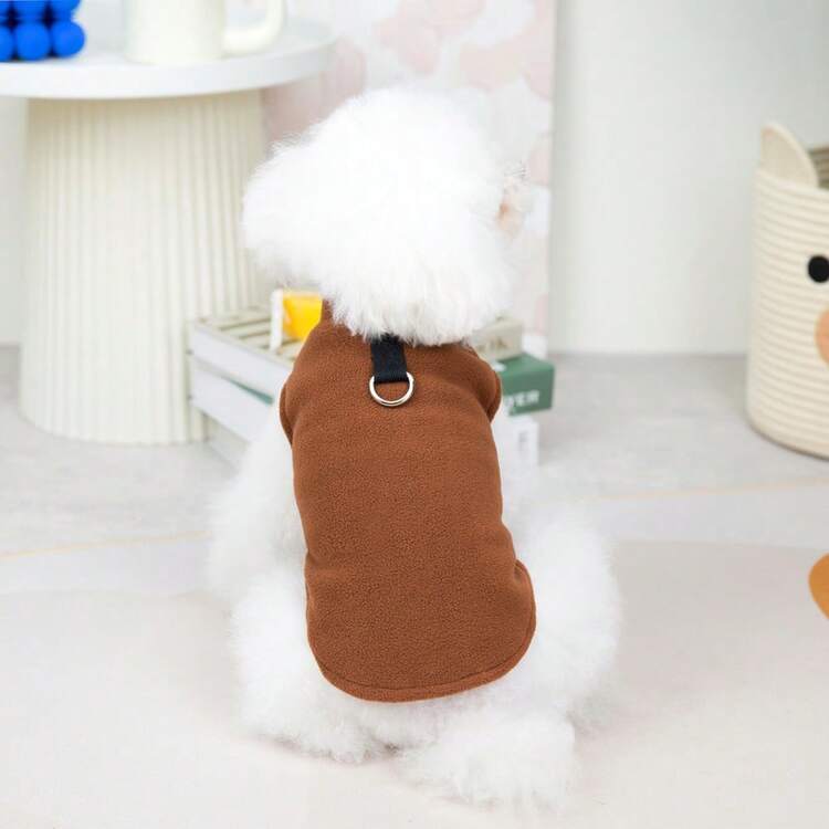 Chaleco y sudadera con capucha de terciopelo suave y cálido para mascotas en otoño/invierno - Suéter con hebilla de tracción para perros, gatos y animales pequeños, para usar en interiores y exteriores - Multicolor - Añade 9