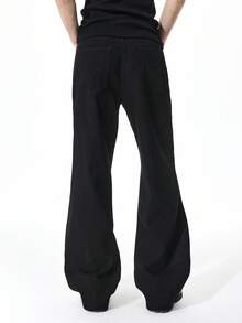 ROMWE MEN Jeans acampanados con bolsillo con gráfico de cruz de rhinestone y desgastados para hombres - Negro - Ver 3