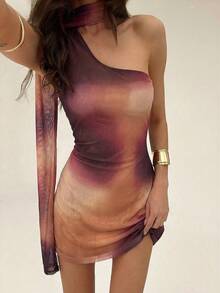 Aloruh Women's Tie-Dye Backless Bodycon Mini Dress - Multicolor - View 3