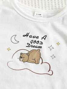 SHEIN 6件套男童/女童/男女通用夏季休闲可爱针织卡通条纹短袖T恤和短裤睡衣套装，基础款多件套 - 彩色 - 查看 5
