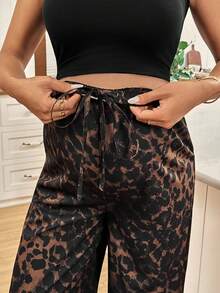 SHEIN Maternity Clothes Maternity Pants Maternity Casual Leopard Print Loose Pants - Brown - View 8