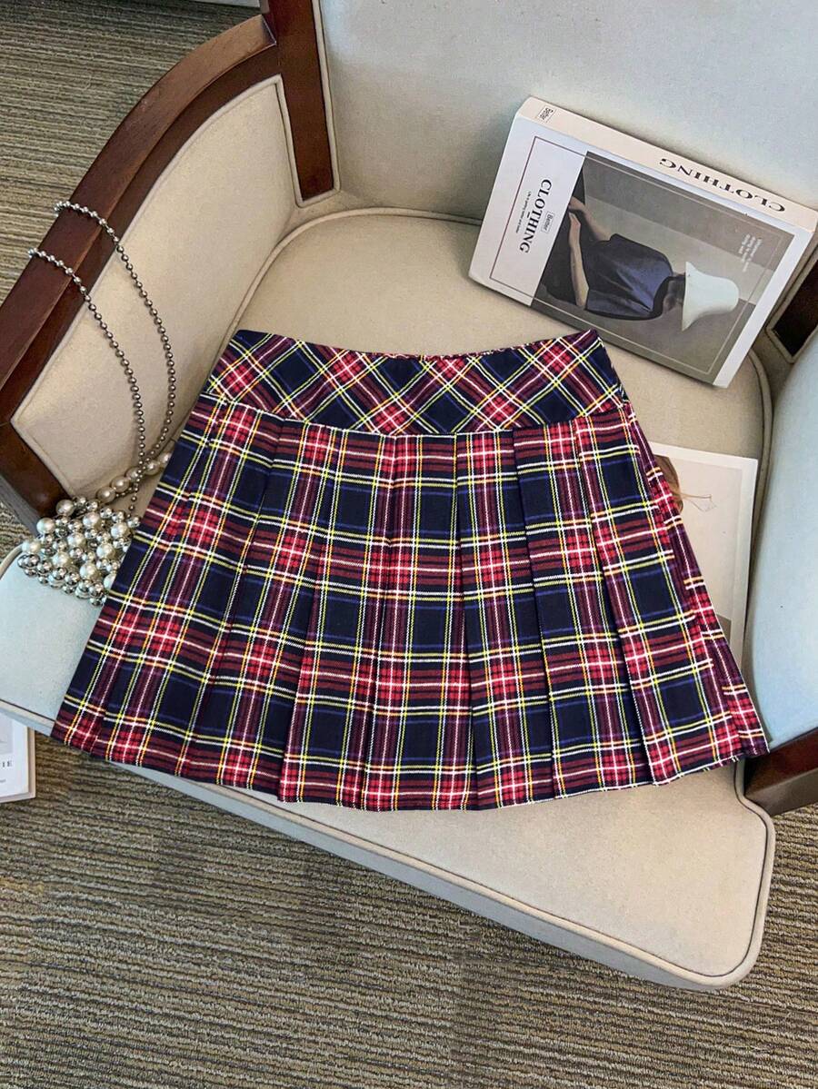 GlowEve CURVE 大码格子极简休闲半身裙 - 彩色 - 查看 1