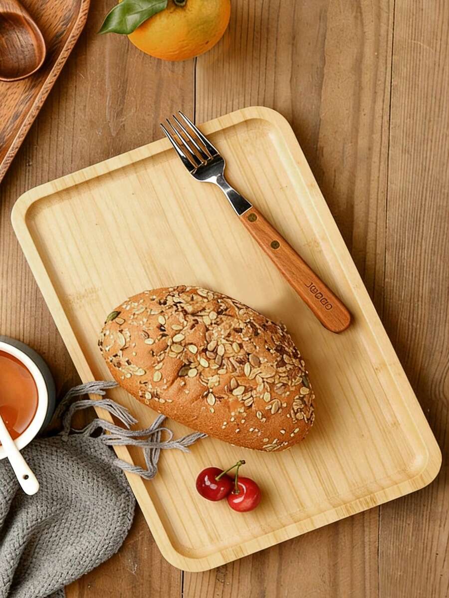 1/2pcs Bamboo And Wood Serving Tray, Dinner Plate, Serving Tray, Breakfast Tray, Restaurant And Kitchen Tray, Fruit Tray, Coffee Tray, Tea Tray, Snack Tray, Living Room Decoration, Suitable For Hotels, Restaurants, And Home Use For Serving Fruits, Desserts, Snacks, Festivals, Thanksgiving, Christmas, New Year, Outdoor, Beach, And Courtyard Multi-Functional Tray.