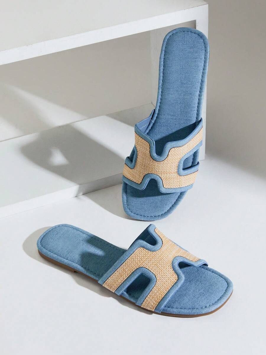 SHUZIA Women's Fashionable Versatile Cut-Out Flat Sandals Valentine's Day - Baby Blue - View 1