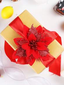 24 Artificial Flower Heads Sparkling Flowers Suitable For Home, Wedding, Party, Flower Garland DIY Holiday Decoration - Small Clover-red+Red 04 - View 3