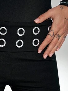 TRNVIE 1 chiếc quần short siêu ngắn cạp thấp màu đen gợi cảm phong cách punk, kiểu dáng đường phố thường ngày, phù hợp cho các bữa tiệc đêm, giúp thon gọn vóc dáng. - màu đen - Xem 7