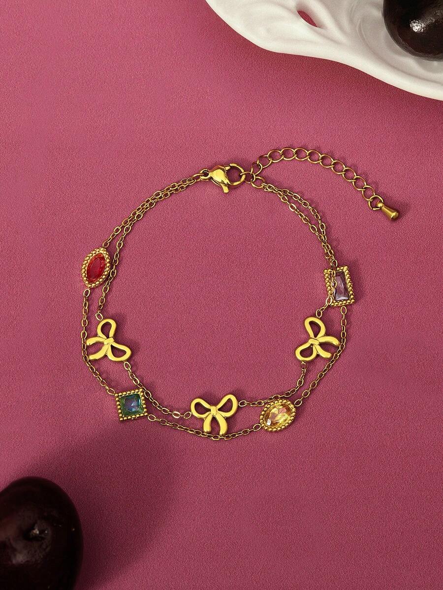 Glisma 女士手链，服饰，哥特风，复古，串珠，西部风珠宝，金属质感，宝石，秋冬款，送给妈妈/女士/女孩/母亲，高档，复古，十字架，情人节，礼物 - 金色 - 查看 1